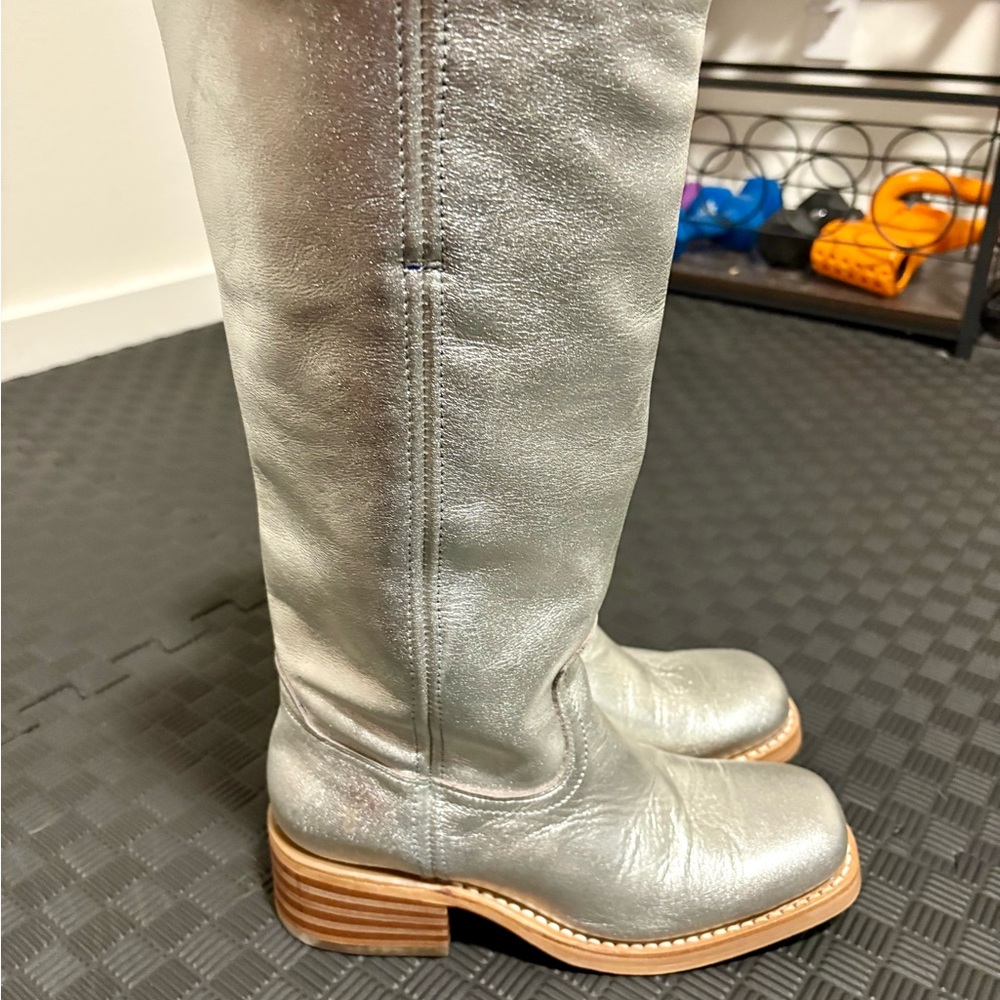 NEVER WORN Frye Campus Boots Silver
